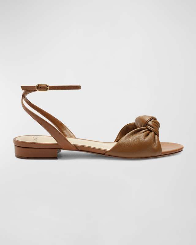 Kace Leather Knot Ankle-Strap Sandals