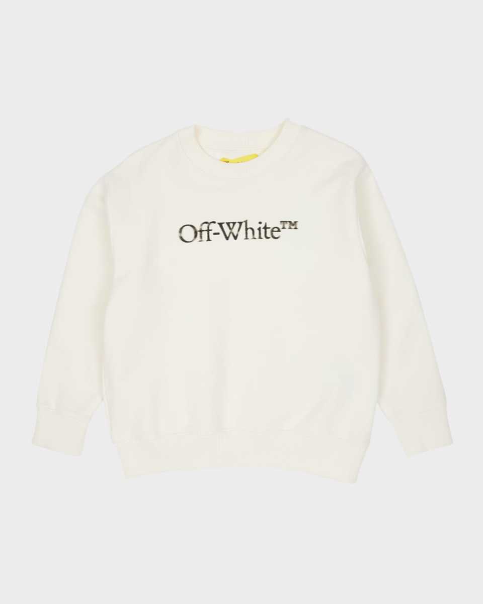 Boy's Bookish Blurred Logo-Print Crewneck, Size 4-12