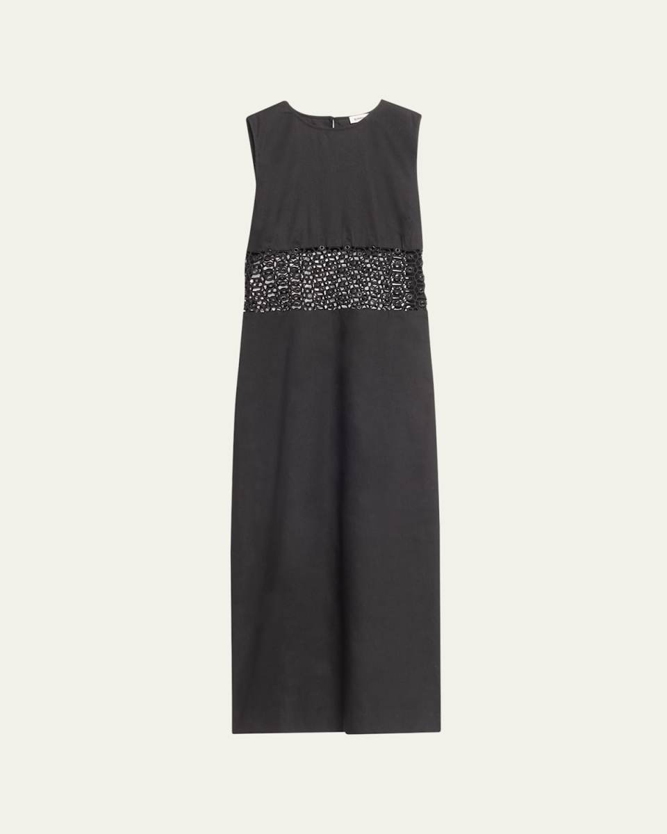 Ginza Embroidered Cutout Midi Dress
