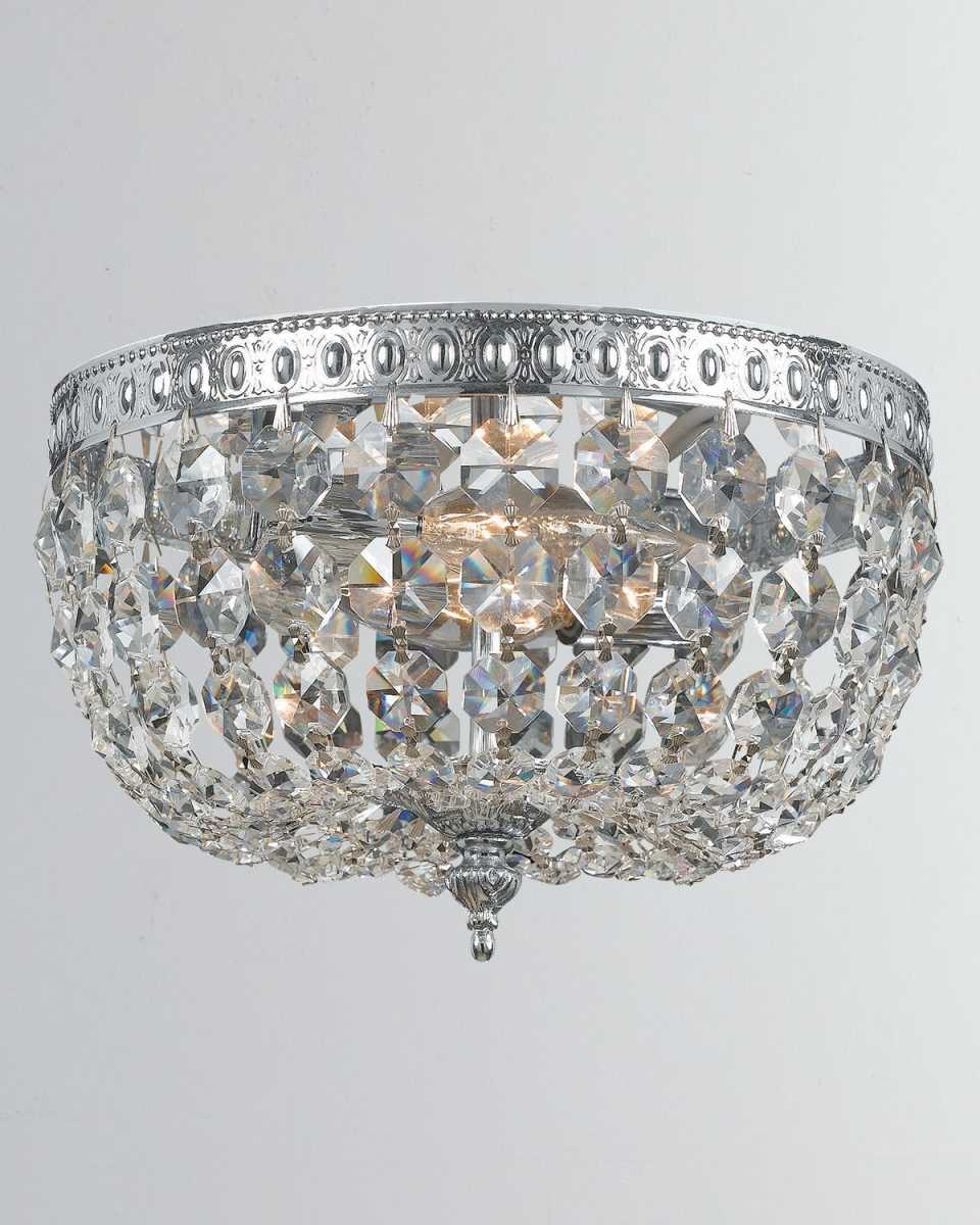 2-Light Clear Crystal Chrome Ceiling Mount