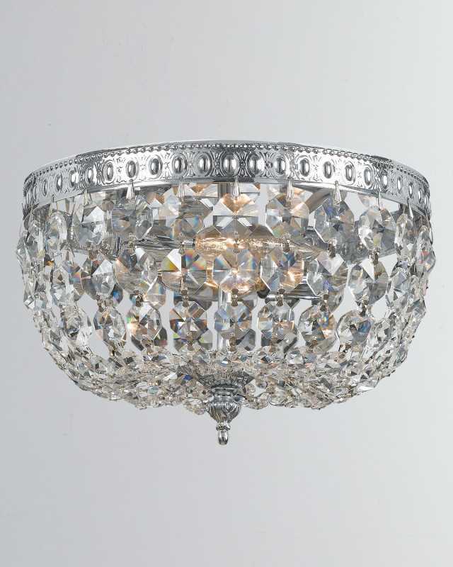2-Light Clear Crystal Chrome Ceiling Mount