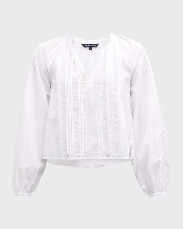 Jaxon Pleated V-Neck Top