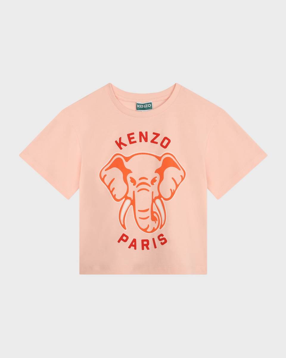 Girl's Elephant Graphic Logo-Print T-Shirt, Size