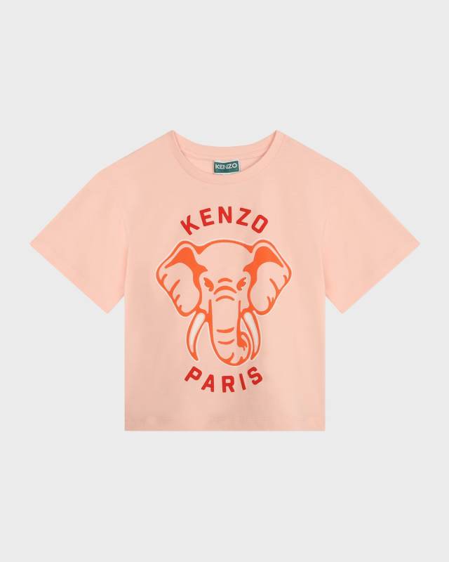 Girl's Elephant Graphic Logo-Print T-Shirt, Size