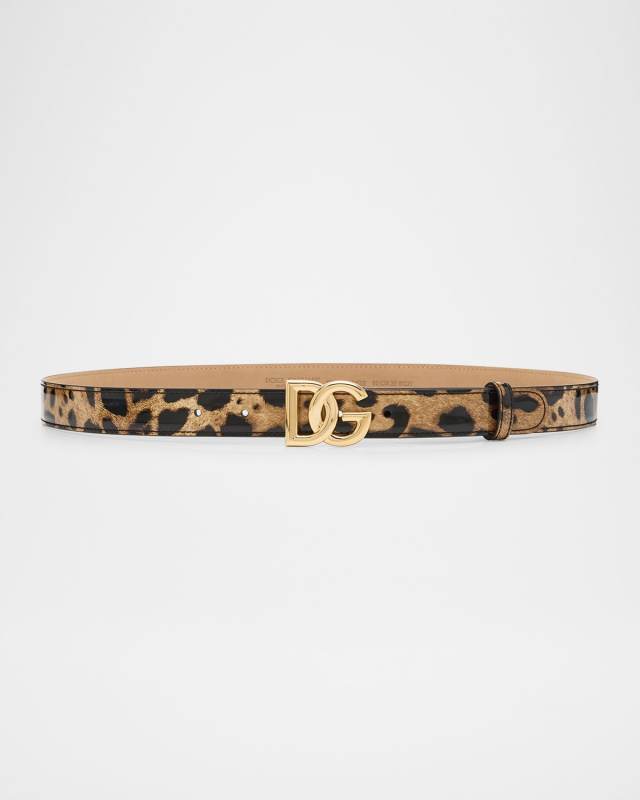 Interlocked Logo Polished Calf Leather Belt