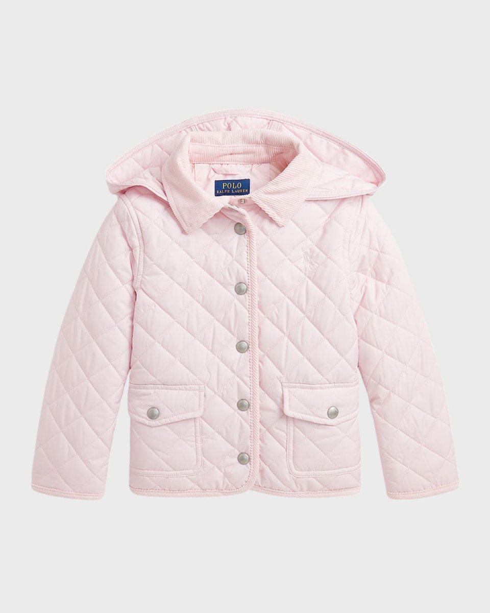 Girl's Audrey Quilted Collared Jacket, Size S-XL
