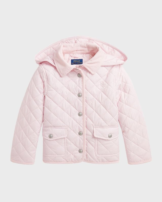 Girl's Audrey Quilted Collared Jacket, Size S-XL