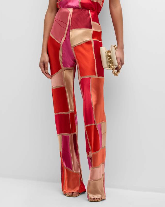 Stacie Burnout Patckwork Flare Pants