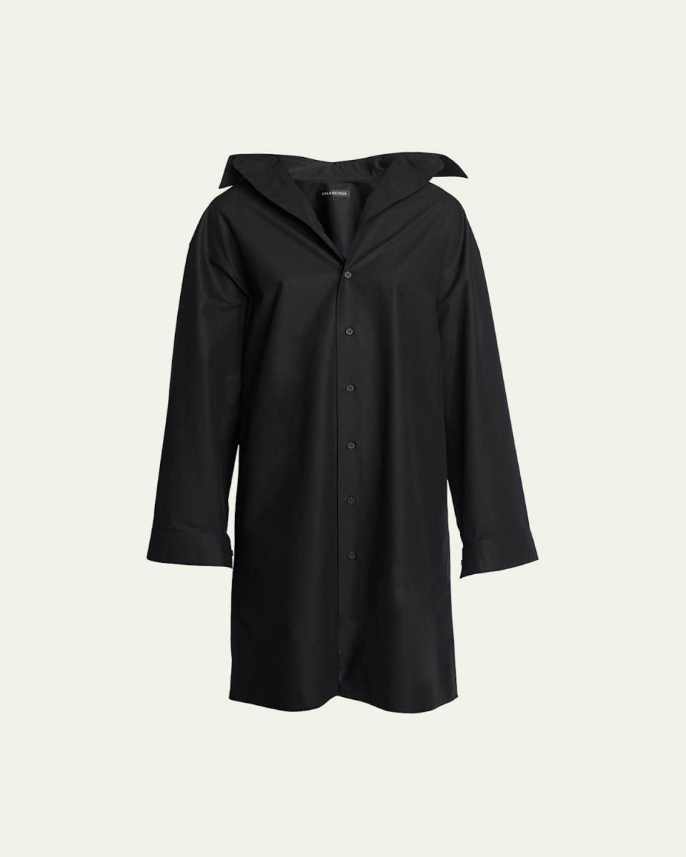 Kick Collar Cotton Shirtdress