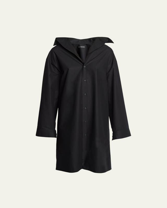Kick Collar Cotton Shirtdress