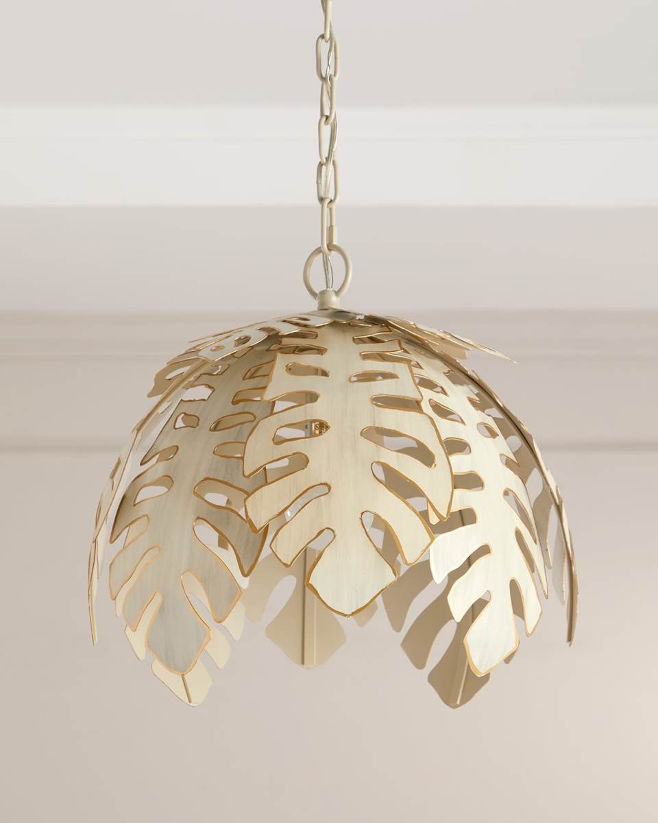 Collins Tropical Leaf Small Pendant with Cream Finish
