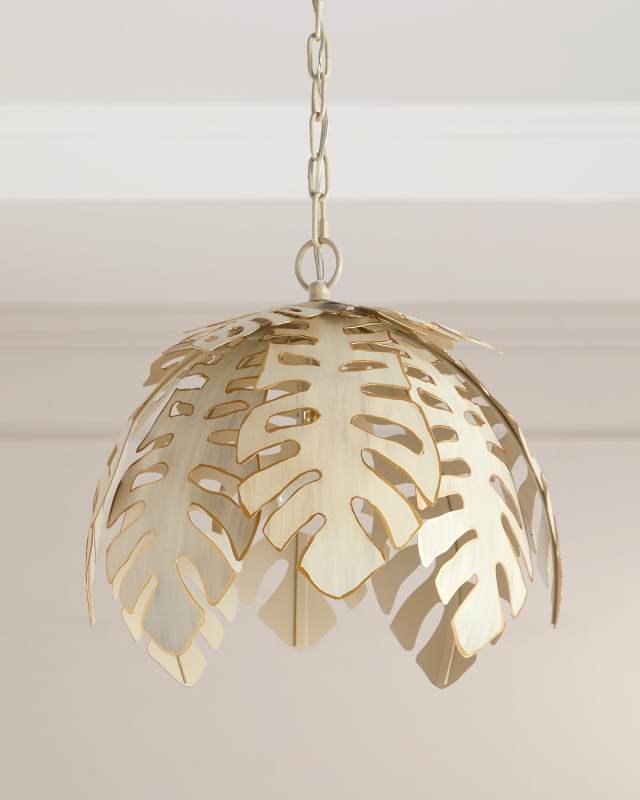 Collins Tropical Leaf Small Pendant with Cream Finish
