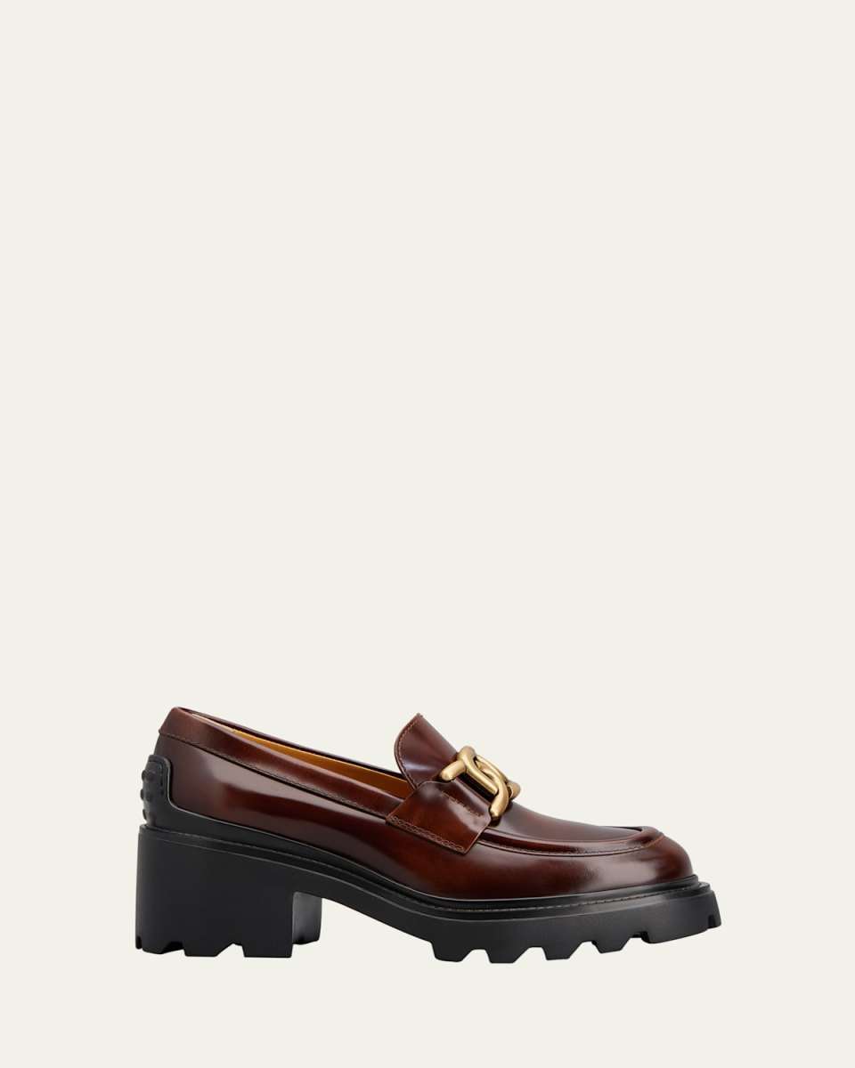 Leather Chain Casual Loafers