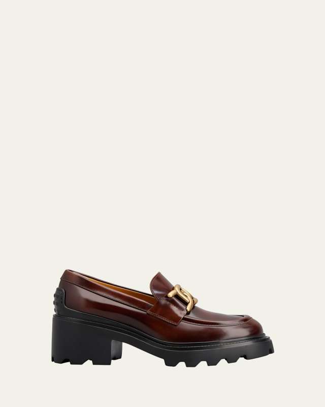 Leather Chain Casual Loafers