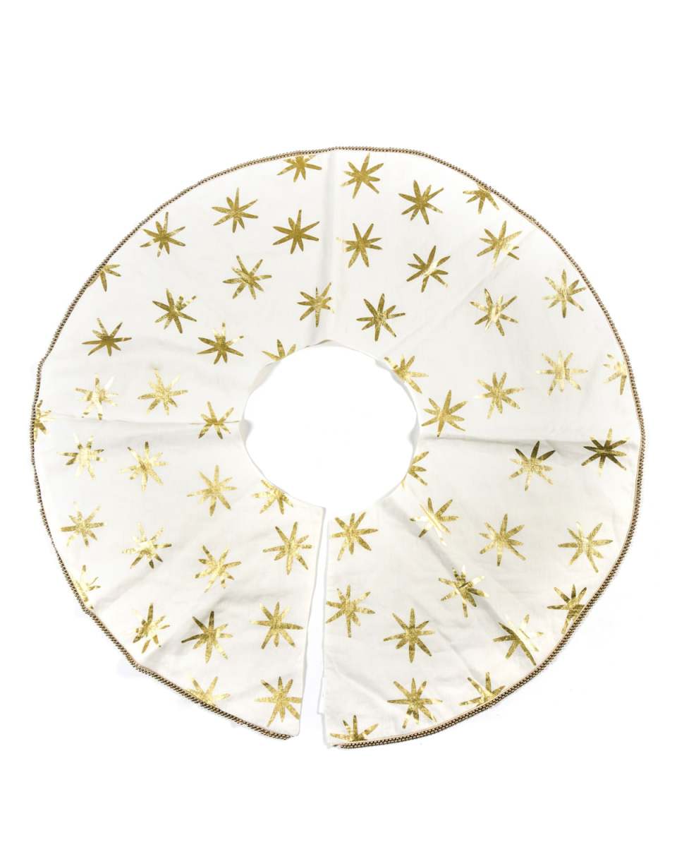 Gold Star Pattern Linen Tree Skirt