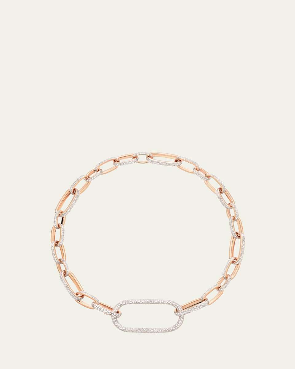 Iconica 18K Rose Gold Diamond Pave Open Square Link Necklace