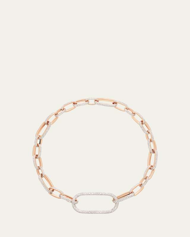 Iconica 18K Rose Gold Diamond Pave Open Square Link Necklace