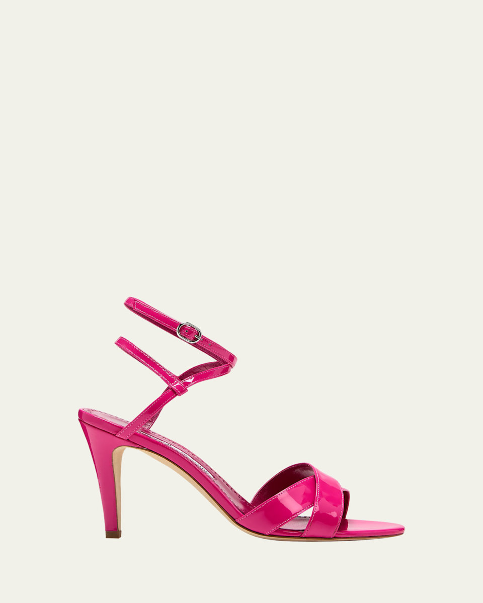 Tormentas Patent Crisscross Ankle-Strap Sandals