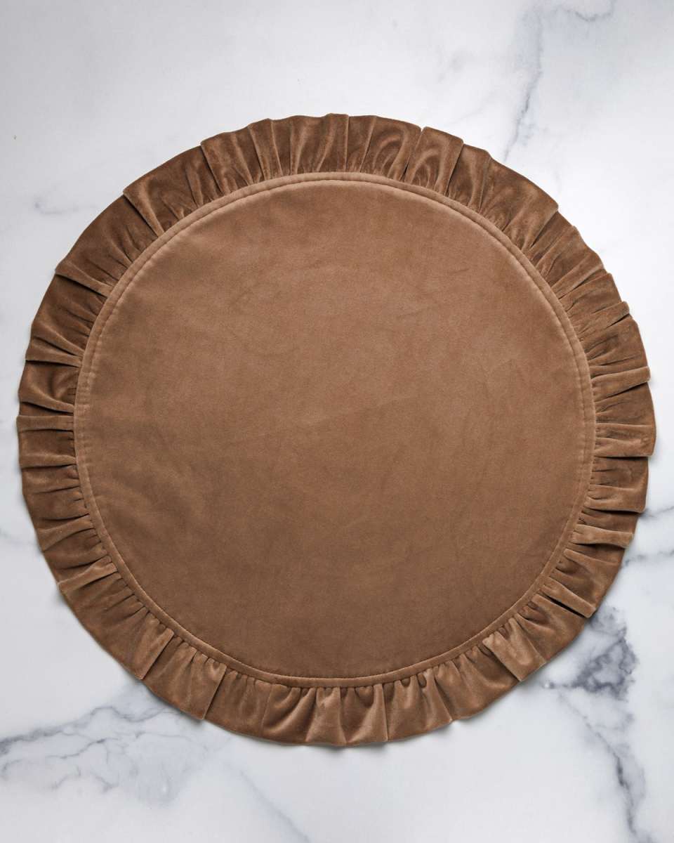 Round Ruffle Velvet Placemats, Set of 4
