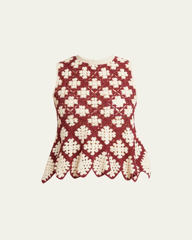 Boden Floral Crochet Sleeveless Top