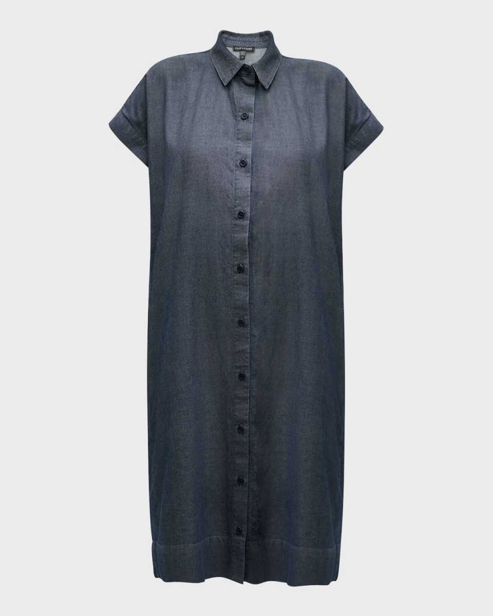 Organic Cotton Twill Shift Shirtdress