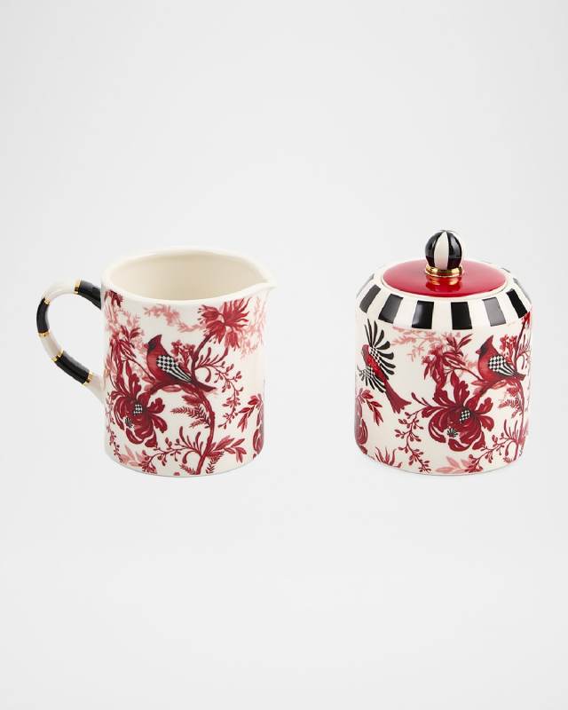 Cardinal Toile Creamer & Sugar Set
