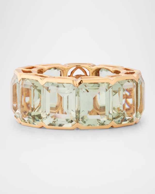 18K Rose Gold Green Amethyst Ring, Size