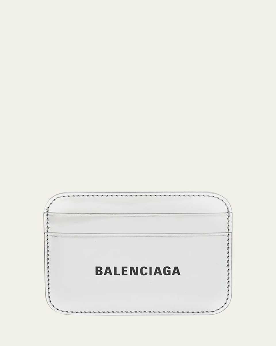 Logo Metallic Leather Card Holder