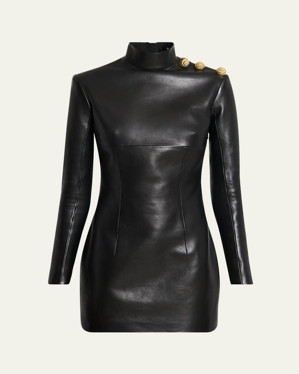 Open-Back Leather Mini Dress