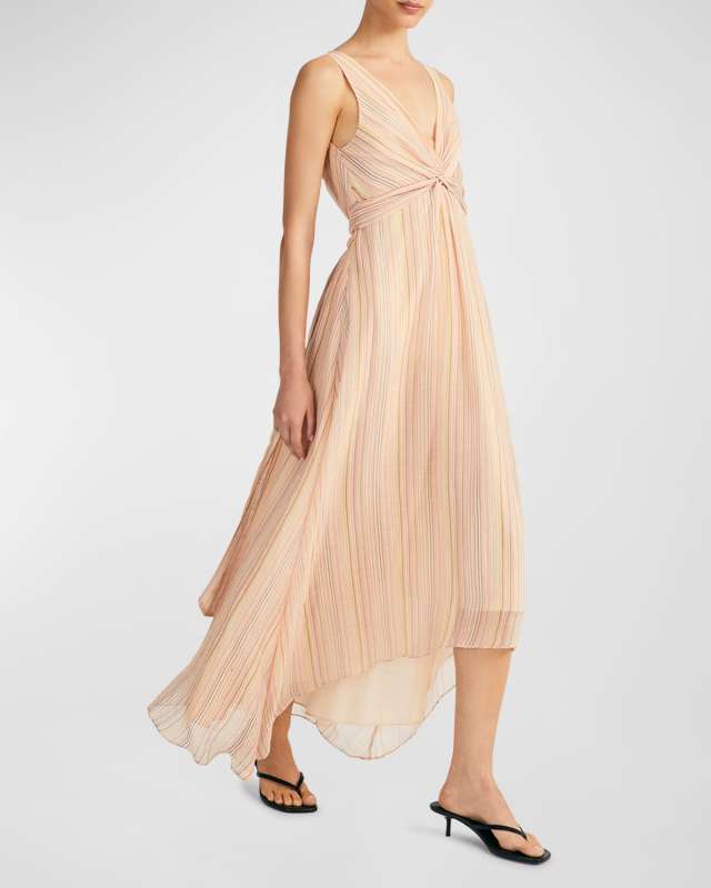 Anna Stripe V-Neck Midi Dress