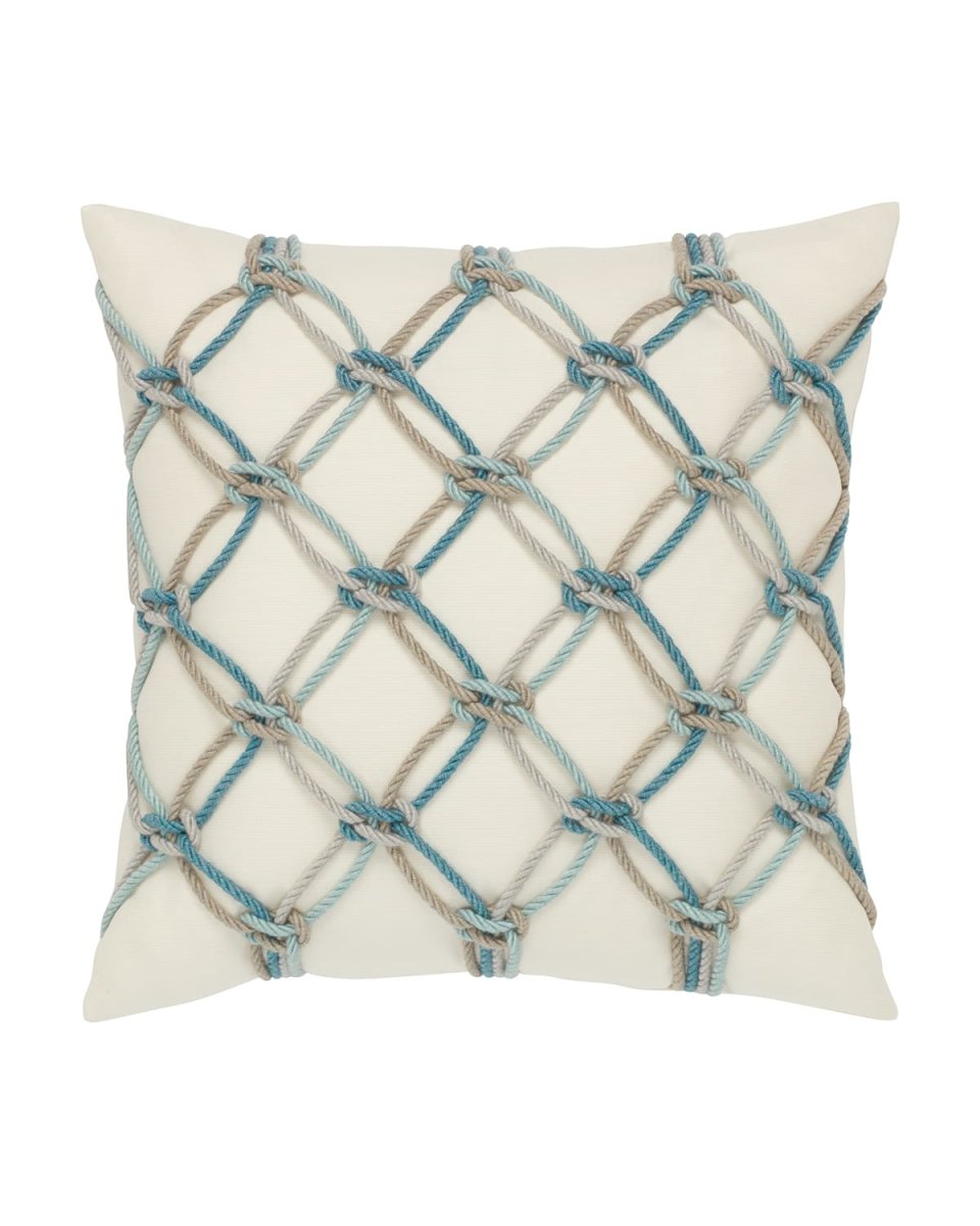 Rope Sunbrella Pillow, Turquoise