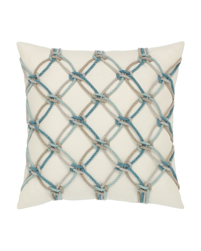 Rope Sunbrella Pillow, Turquoise