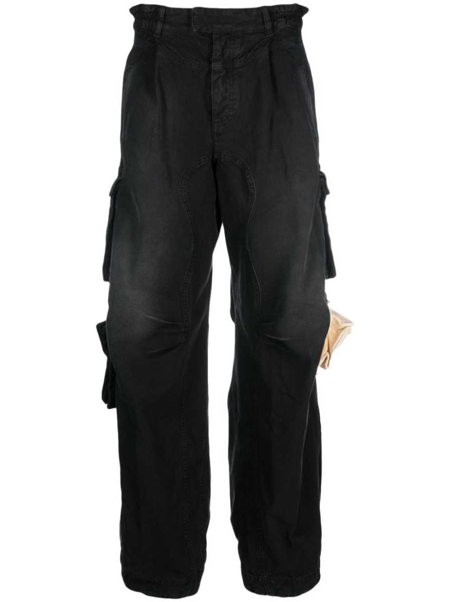 pleat-detailing cotton straight-leg jeans