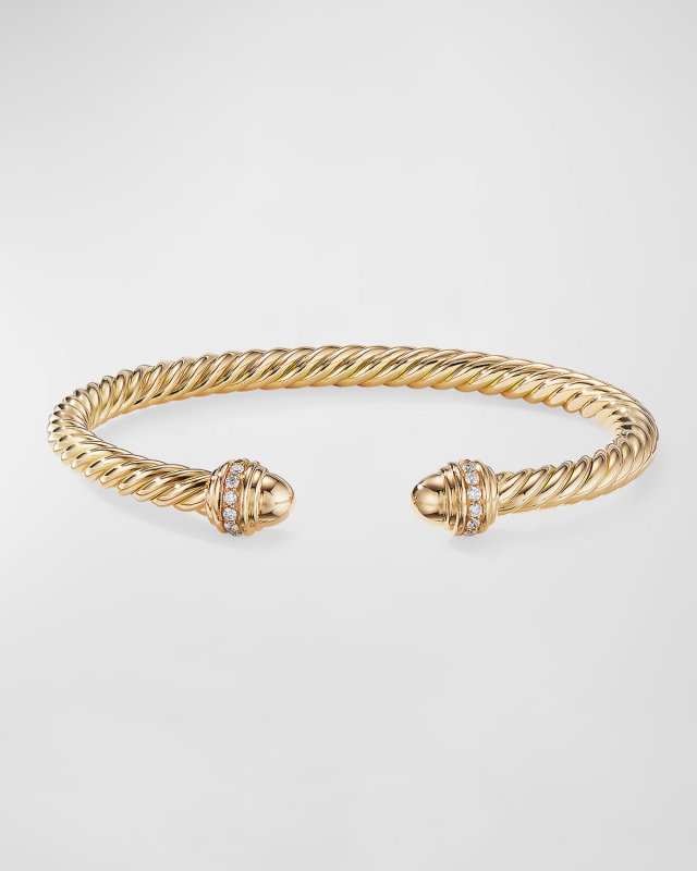 18k Gold Cable Bracelet w/ Diamonds