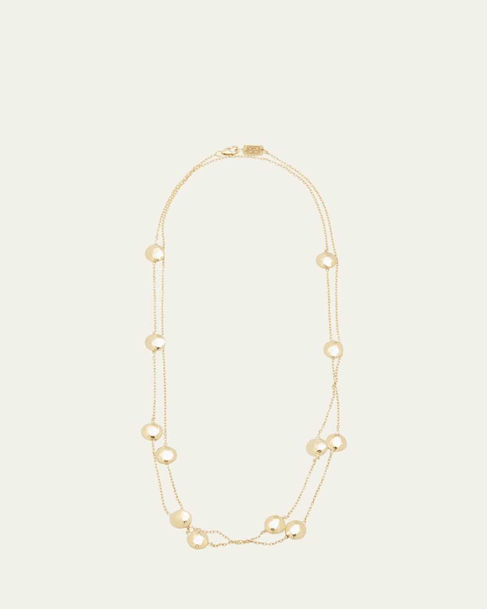 Long Hammered Pinball Layering Necklace in 18K Gold