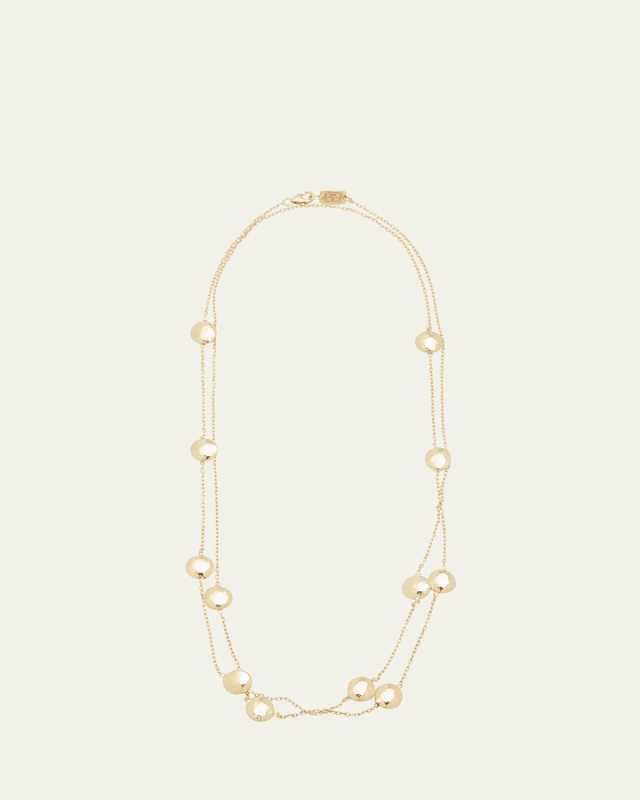 Long Hammered Pinball Layering Necklace in 18K Gold