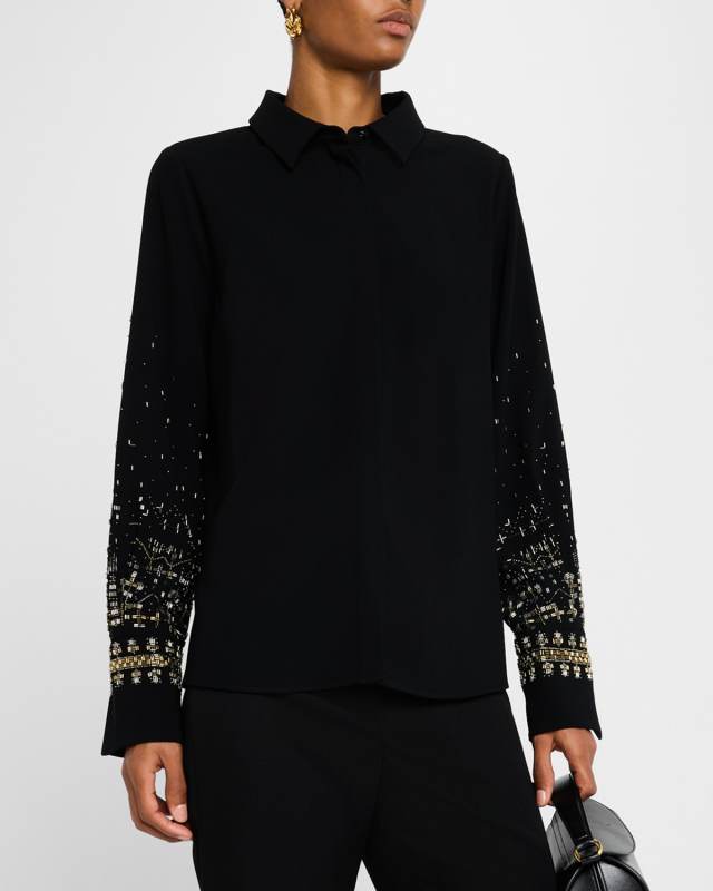 Chai Beaded Satin Blouse