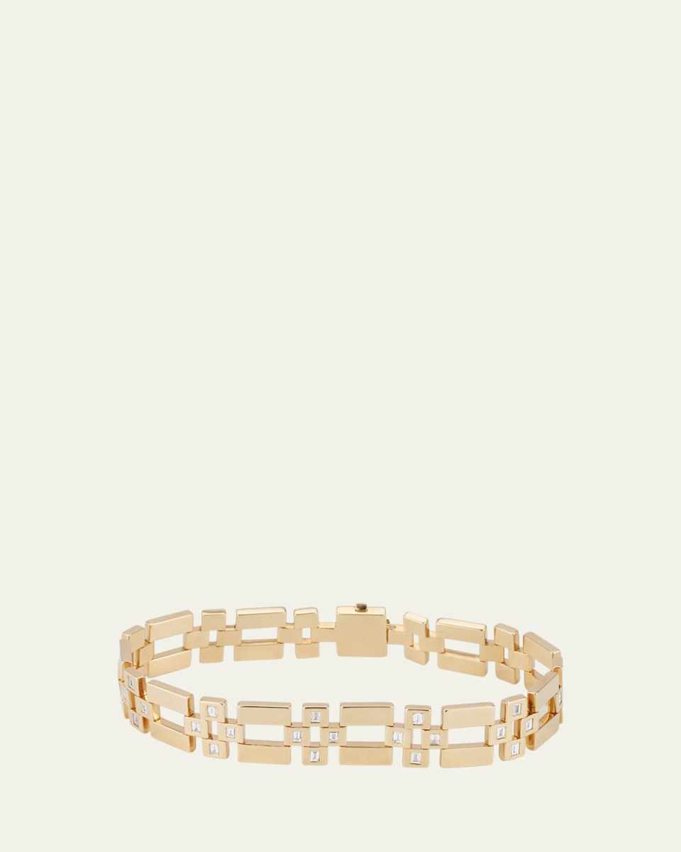 18K Yellow Gold Diamond Crossroad Bracelet