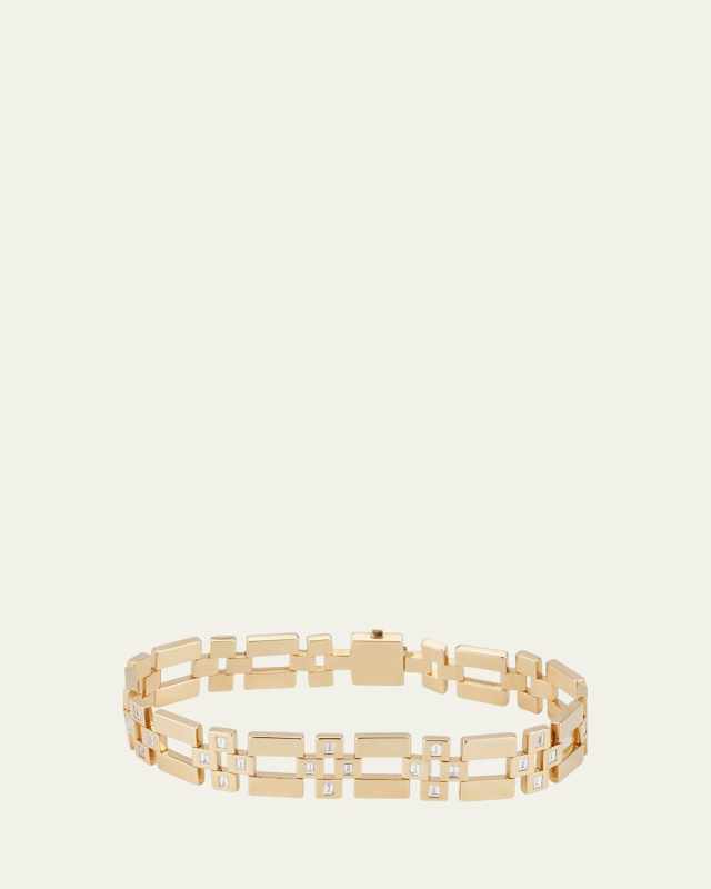 18K Yellow Gold Diamond Crossroad Bracelet