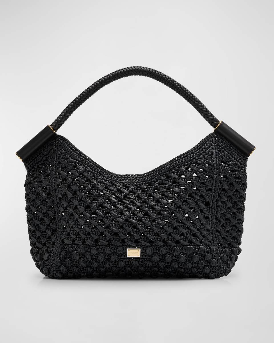 Raffia & Leather Top-Handle Bag