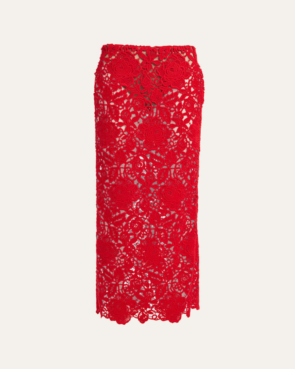 Floral Lace Sheer Maxi Skirt