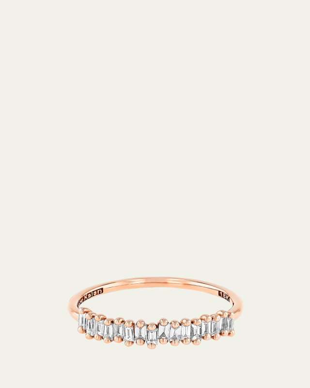 Classic 18K Rose Gold Diamond Stacker Band, Size