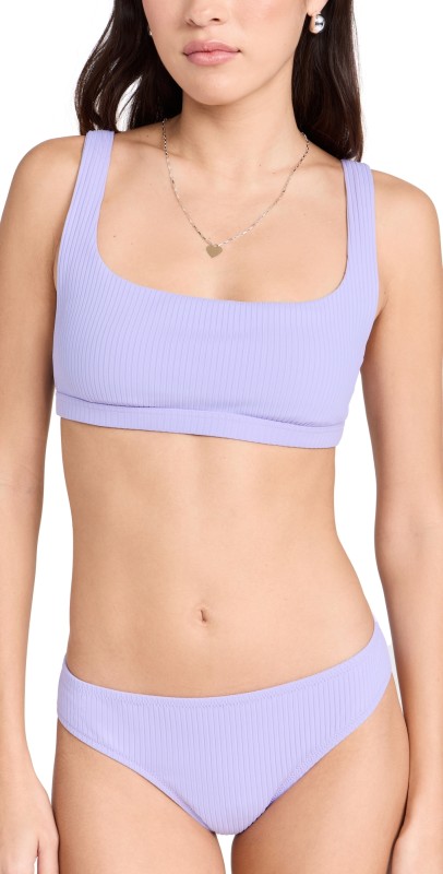 Madewell Rib Leah Bikini Top Subtle Lavender