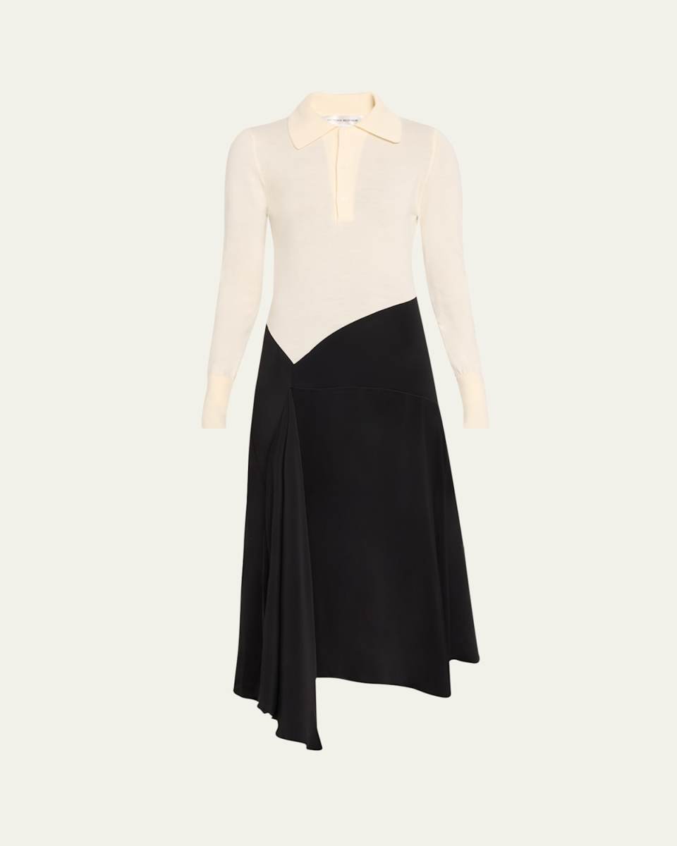Henley Contrast Asymmetric Shirtdress