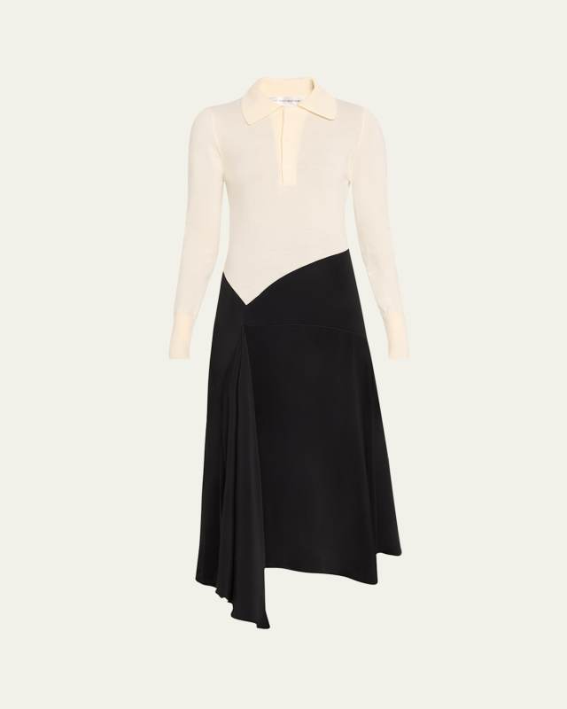 Henley Contrast Asymmetric Shirtdress