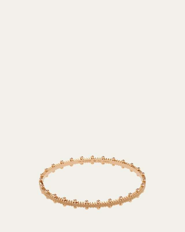 Beaded 18K Recycled Yellow Gold Bangle with Lab-Grown Diamonds