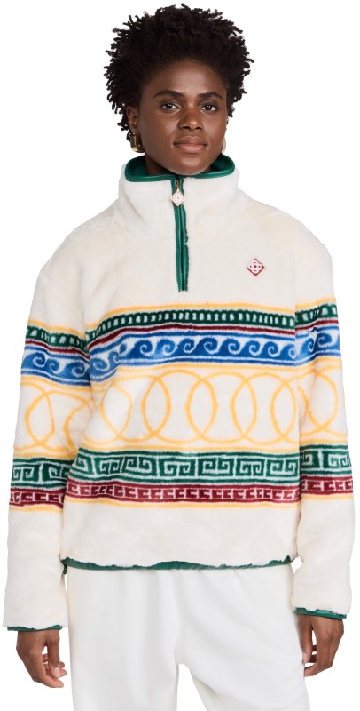 Casablanca Jacquard Faux Fur Pullover Jacket Les Anneaux