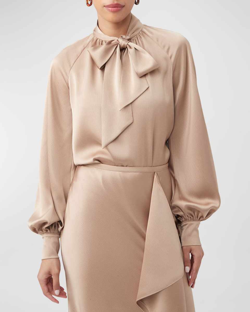 Daisha Tie-Neck Satin Top