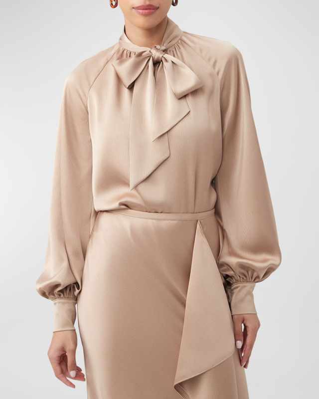 Daisha Tie-Neck Satin Top