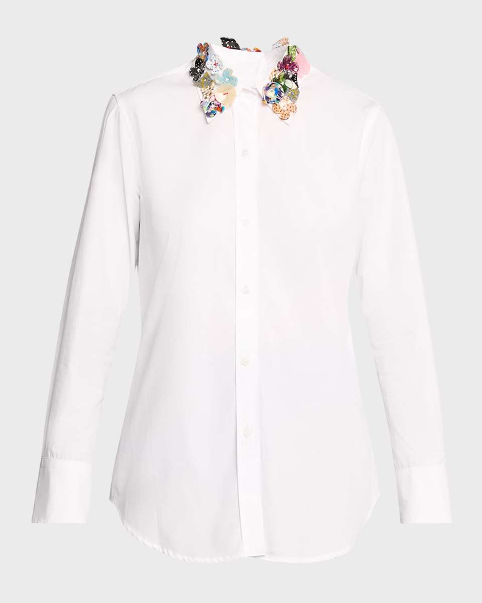 Button Town Embellished-Collar New Classic Shirt